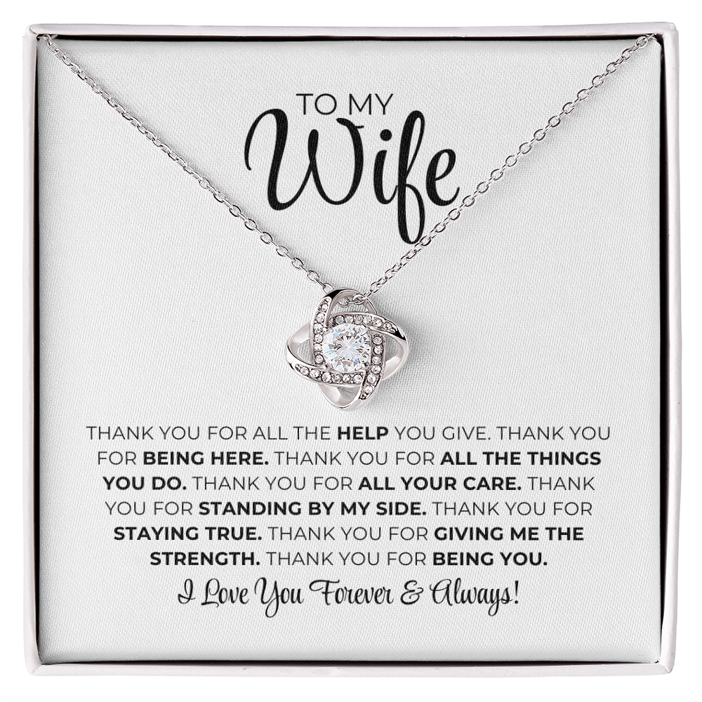 To My Wife - Thank You - Love Knot Necklace