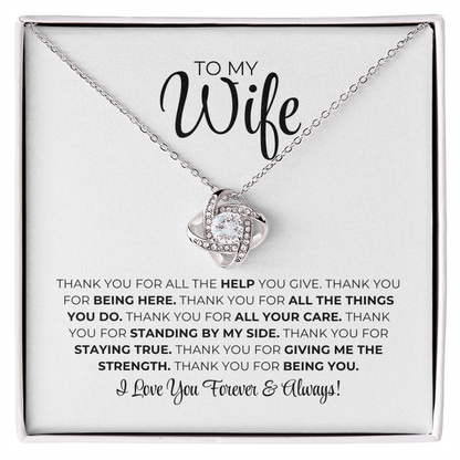 To My Wife - Thank You - Love Knot Necklace