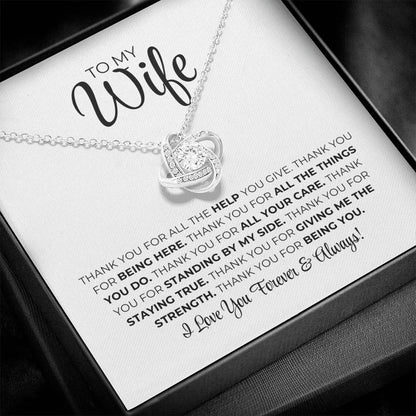 To My Wife - Thank You - Love Knot Necklace
