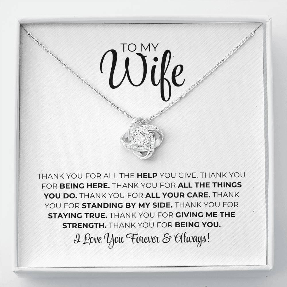 To My Wife - Thank You - Love Knot Necklace