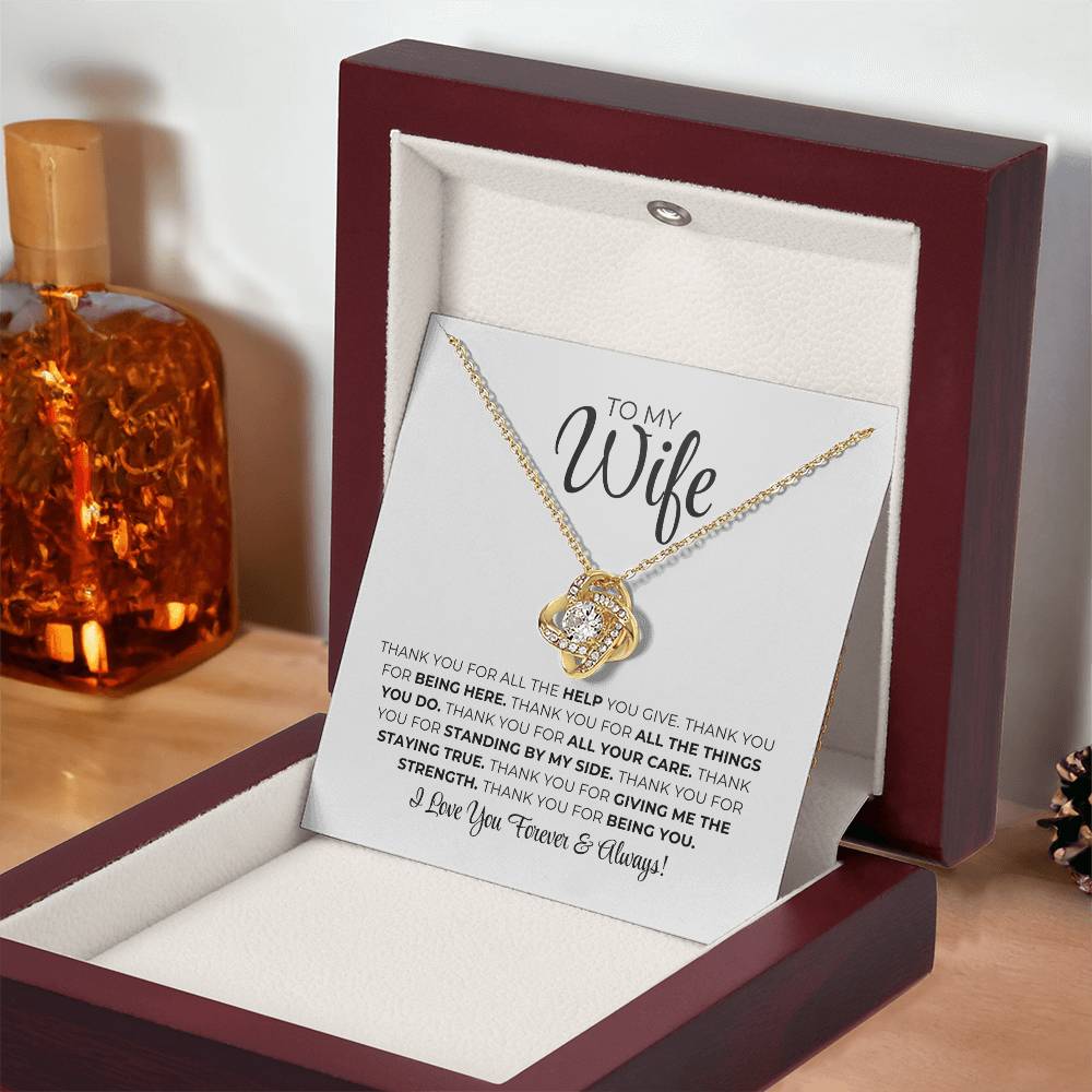 To My Wife - Thank You - Love Knot Necklace
