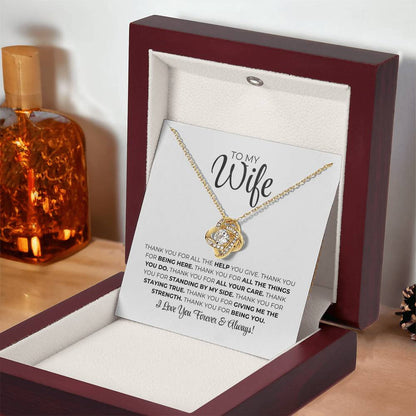 To My Wife - Thank You - Love Knot Necklace