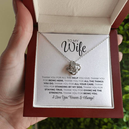 To My Wife - Thank You - Love Knot Necklace