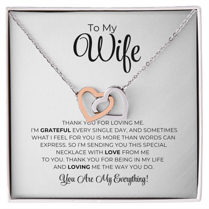 To My Wife - Thank You For Loving Me - Interlocking Hearts Necklace
