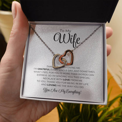 To My Wife - Thank You For Loving Me - Interlocking Hearts Necklace