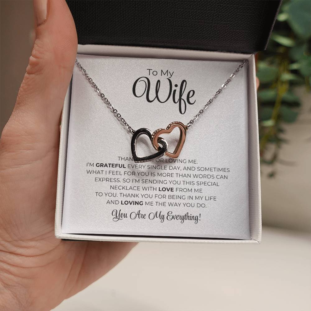 To My Wife - Thank You For Loving Me - Interlocking Hearts Necklace