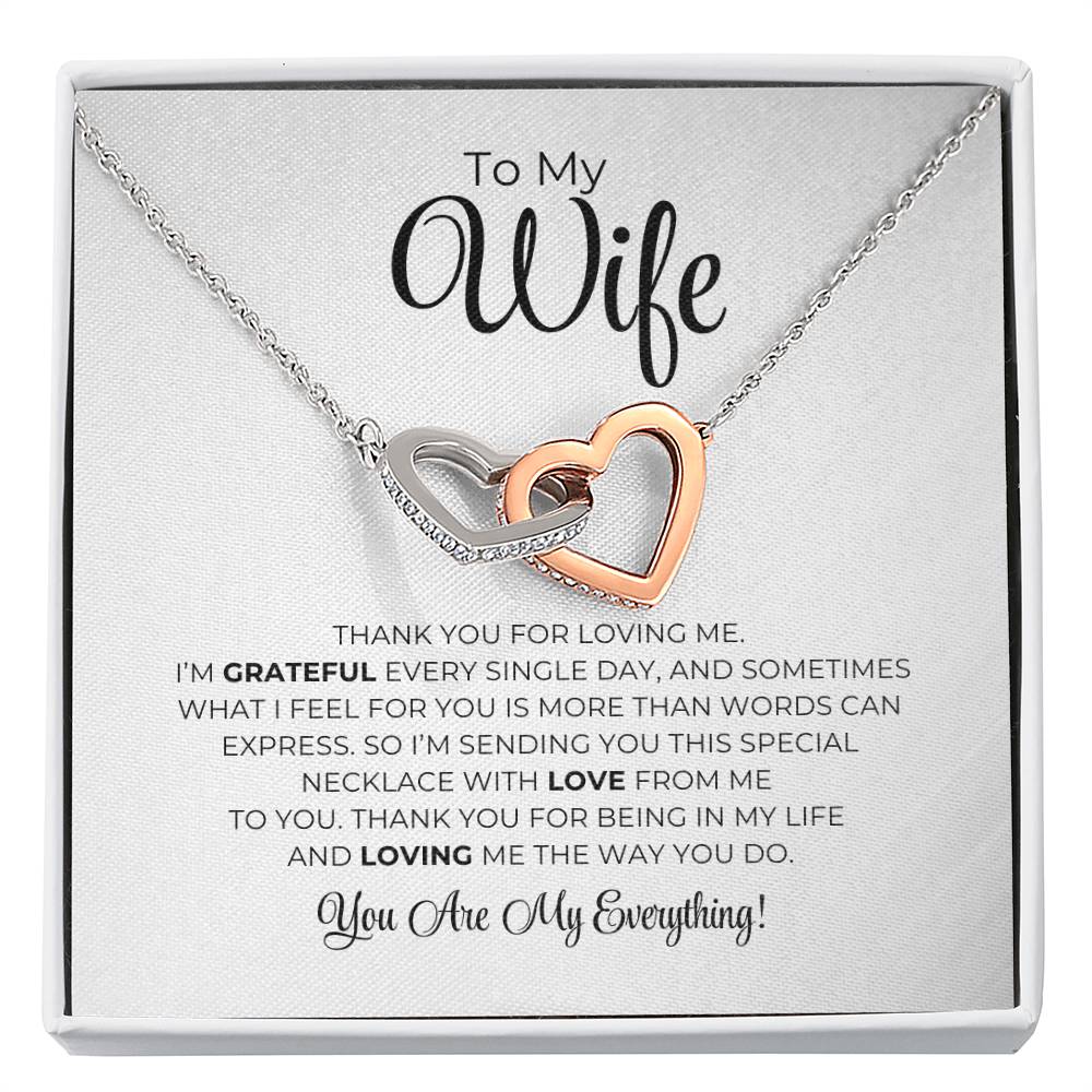 To My Wife - Thank You For Loving Me - Interlocking Hearts Necklace