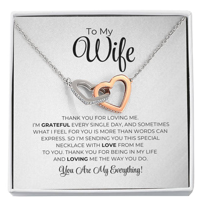 To My Wife - Thank You For Loving Me - Interlocking Hearts Necklace