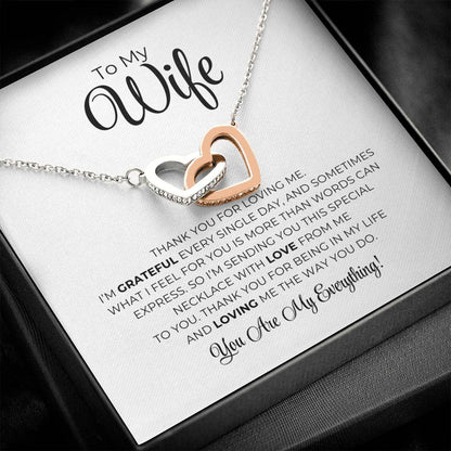 To My Wife - Thank You For Loving Me - Interlocking Hearts Necklace
