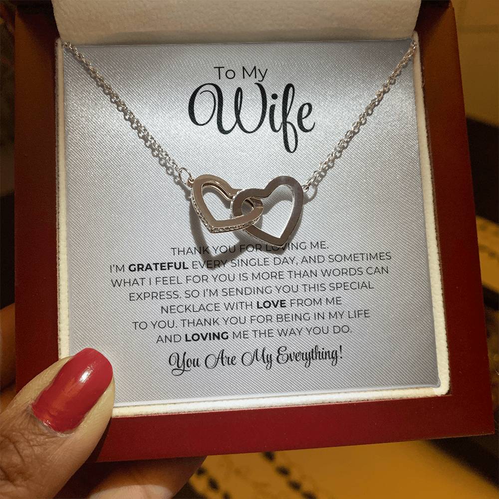 To My Wife - Thank You For Loving Me - Interlocking Hearts Necklace
