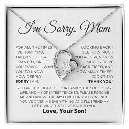 Apology Gift For Mom - Heart Of Our Family - Forever Love Necklace