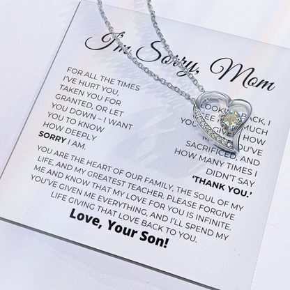 Apology Gift For Mom - Heart Of Our Family - Forever Love Necklace