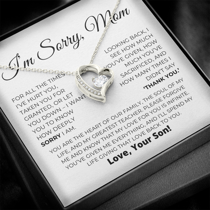 Apology Gift For Mom - Heart Of Our Family - Forever Love Necklace