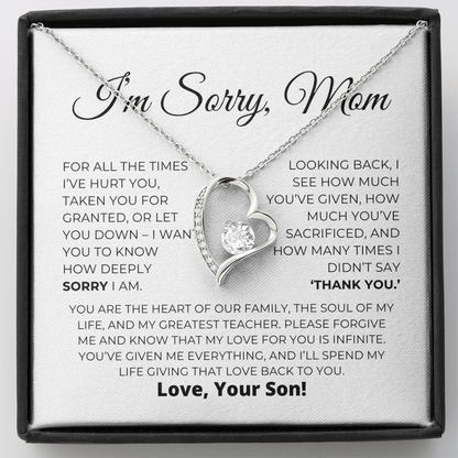 Apology Gift For Mom - Heart Of Our Family - Forever Love Necklace