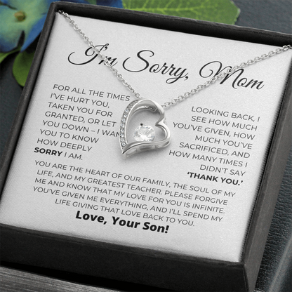 Apology Gift For Mom - Heart Of Our Family - Forever Love Necklace