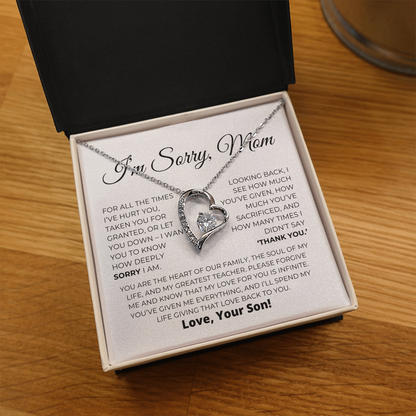 Apology Gift For Mom - Heart Of Our Family - Forever Love Necklace