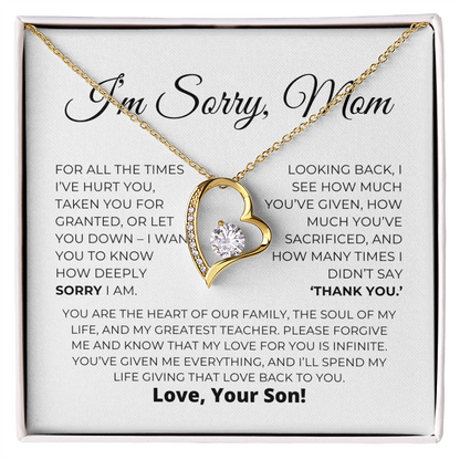 Apology Gift For Mom - Heart Of Our Family - Forever Love Necklace