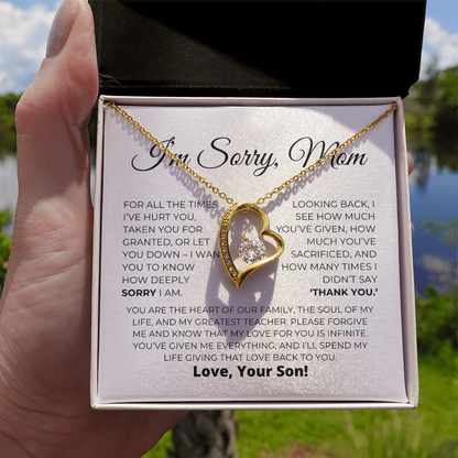 Apology Gift For Mom - Heart Of Our Family - Forever Love Necklace