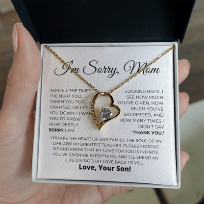 Apology Gift For Mom - Heart Of Our Family - Forever Love Necklace