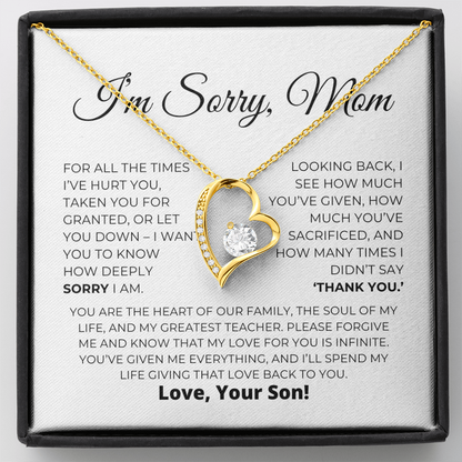 Apology Gift For Mom - Heart Of Our Family - Forever Love Necklace