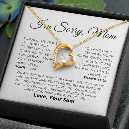 Apology Gift For Mom - Heart Of Our Family - Forever Love Necklace