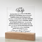 To My Wife - I Love You Today, Tomorrow - Acrylic Square Plaque