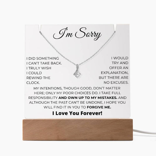 Apology Gift For Her - Acrylic Plaque with Alluring Beauty Necklace