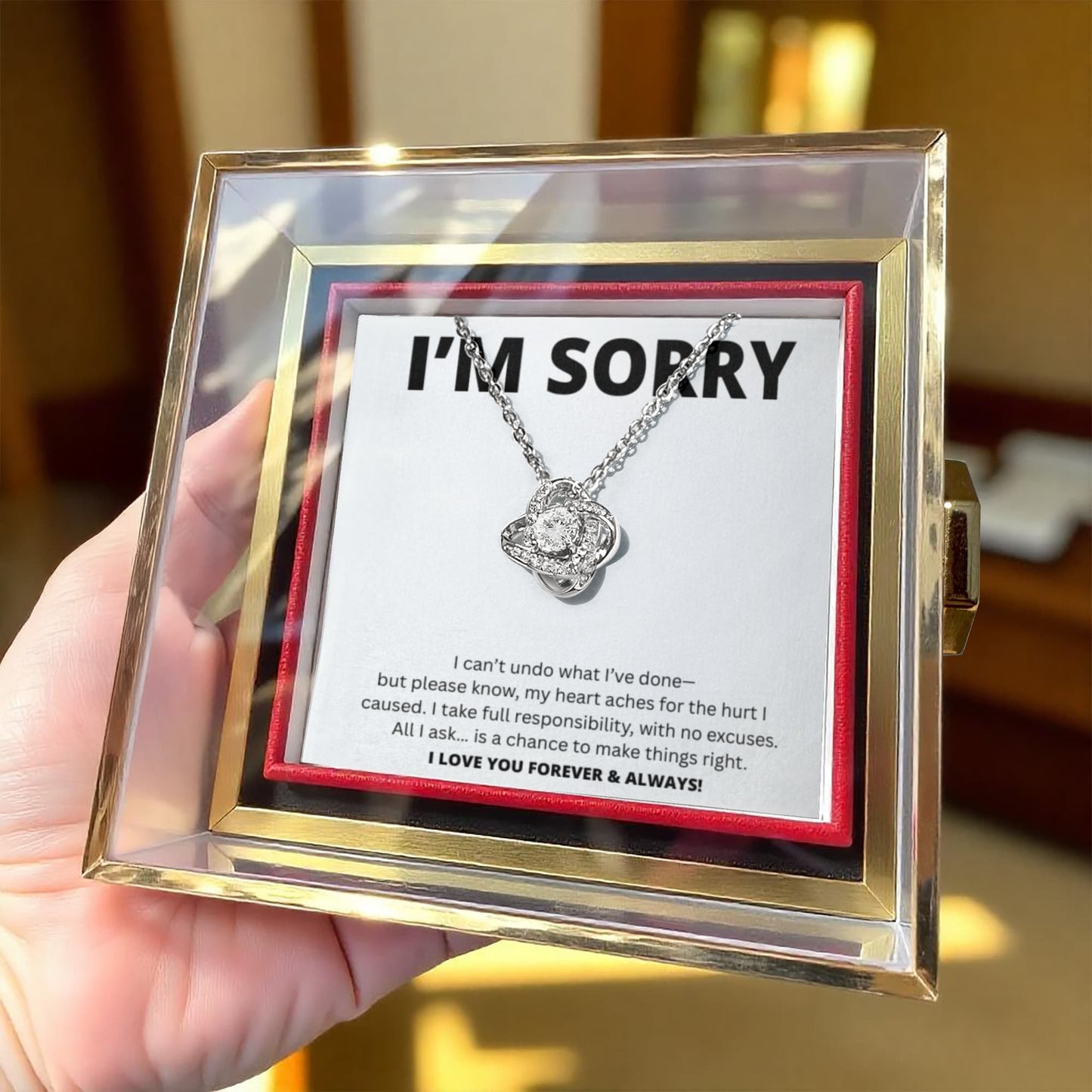 Apology Gift For Her - Love Knot with Rotating Rose Gift Box