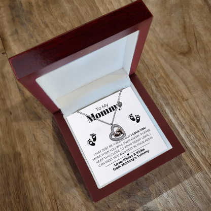To My Mommy - Baby Feet Heart Pendant Necklace Gift Set