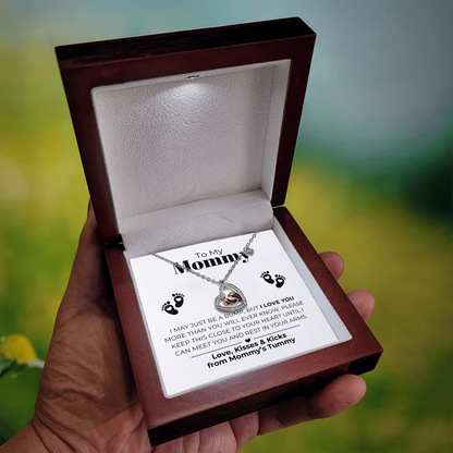 To My Mommy - Baby Feet Heart Pendant Necklace Gift Set