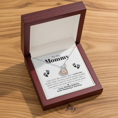 To My Mommy - Baby Feet Heart Pendant Necklace Gift Set