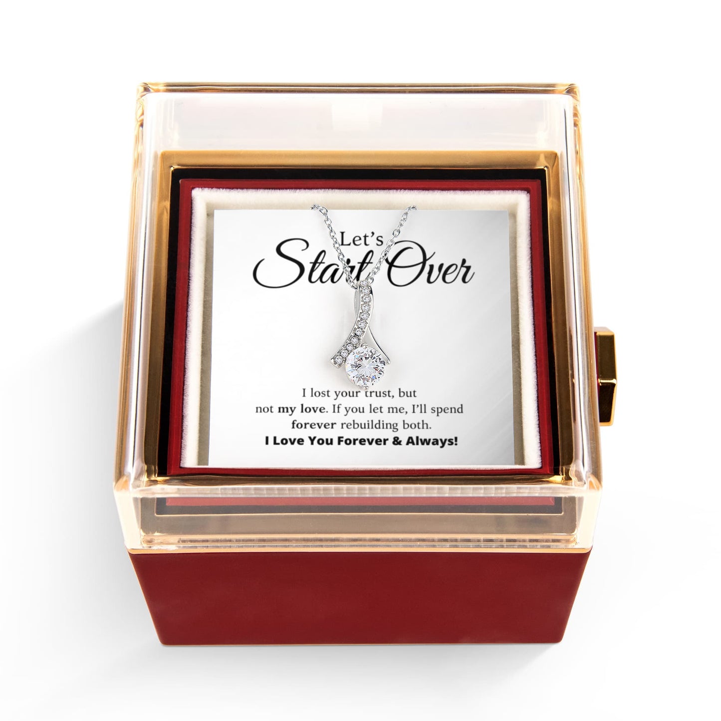 Let's Start Over - Alluring Beauty Necklace with Rotating Rose Gift Box