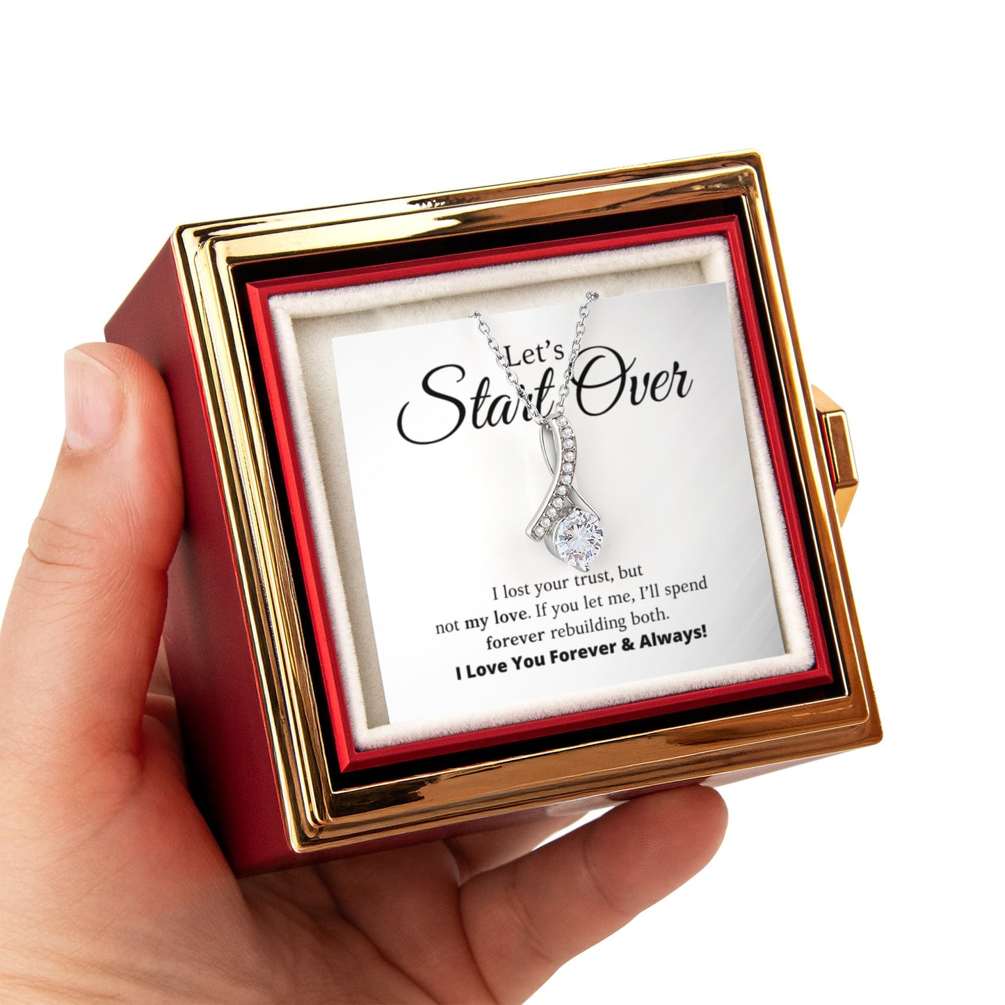 Let's Start Over - Alluring Beauty Necklace with Rotating Rose Gift Box