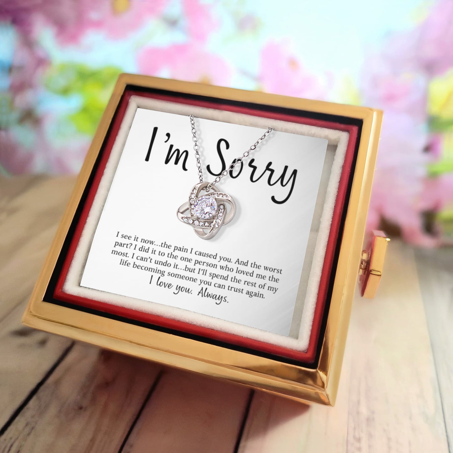 Apology Gift For Her - Love Knot with Rotating Rose Gift Box