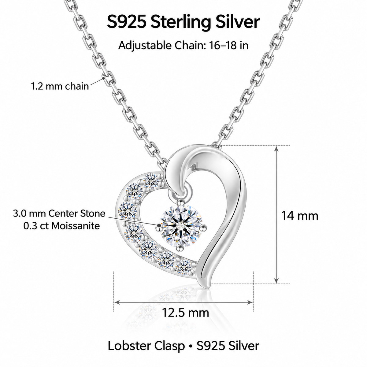 Apology Gift For Her - My Heart Is Yours - Moissanite Heart Necklace