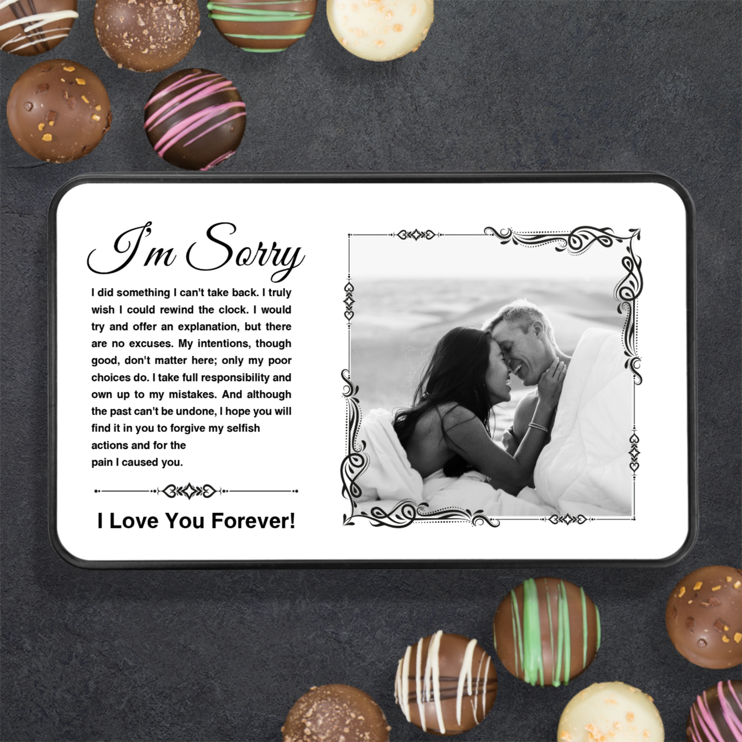 Apology Gift For Her - Personalized Keepsake Tin Of Chocolates