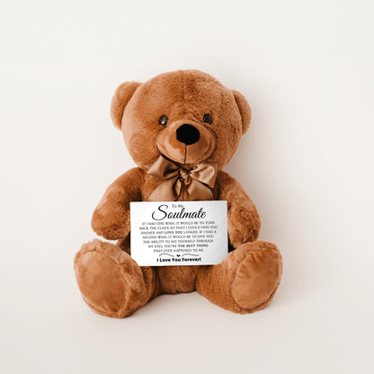 To My Soulmate - Teddy Bear with Canvas Message Card (Ships to the USA Only)