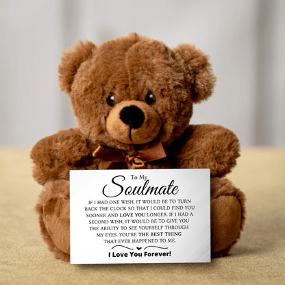 To My Soulmate - Teddy Bear with Canvas Message Card (Ships to the USA Only)