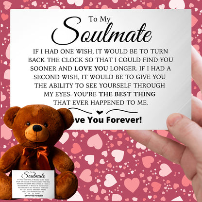 To My Soulmate - Teddy Bear with Canvas Message Card (Ships to the USA Only)
