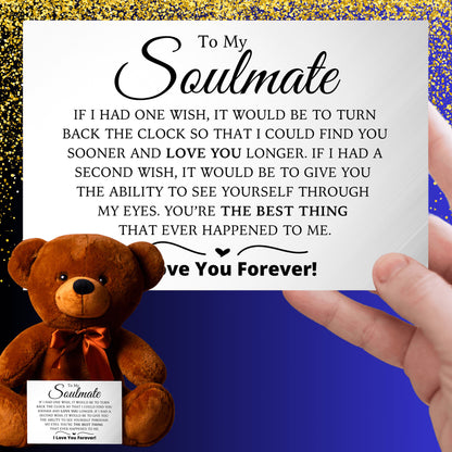 To My Soulmate - Teddy Bear with Canvas Message Card (Ships to the USA Only)