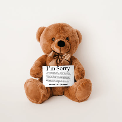 Apology Gift For Her - Teddy Bear with Canvas Message Card (Ships to the USA Only)