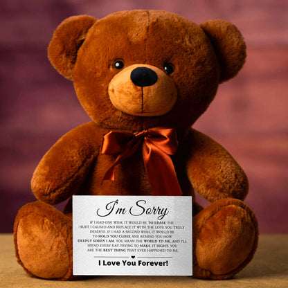 Apology Gift For Her - Teddy Bear with Canvas Message Card