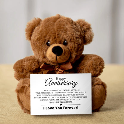 Anniversary Gift For Her - Teddy Bear with Canvas Message Card