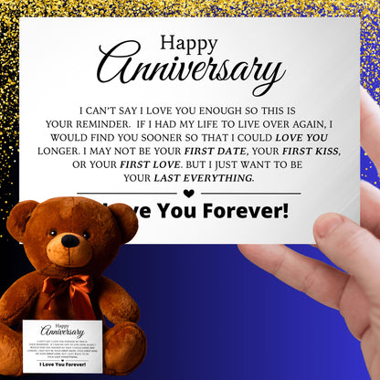 Anniversary Gift For Her - Teddy Bear with Canvas Message Card