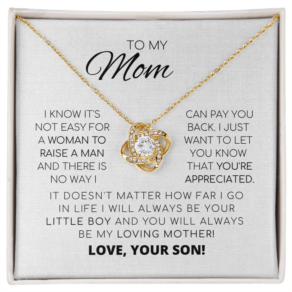 Para mi mamá: te aprecio. Collar con nudo de amor
