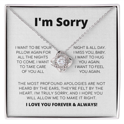 Regalo de disculpa para ella: quiero sentirte de nuevo: collar con nudo de amor