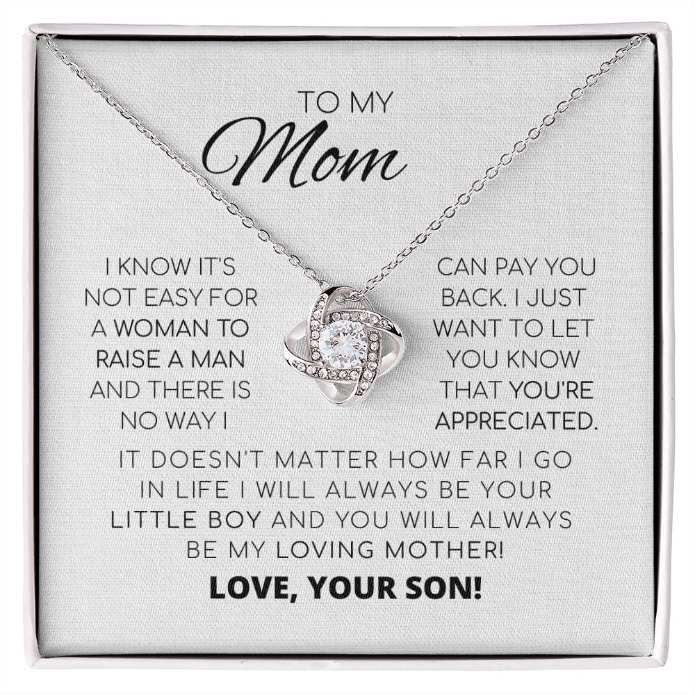 Para mi mamá: te aprecio. Collar con nudo de amor