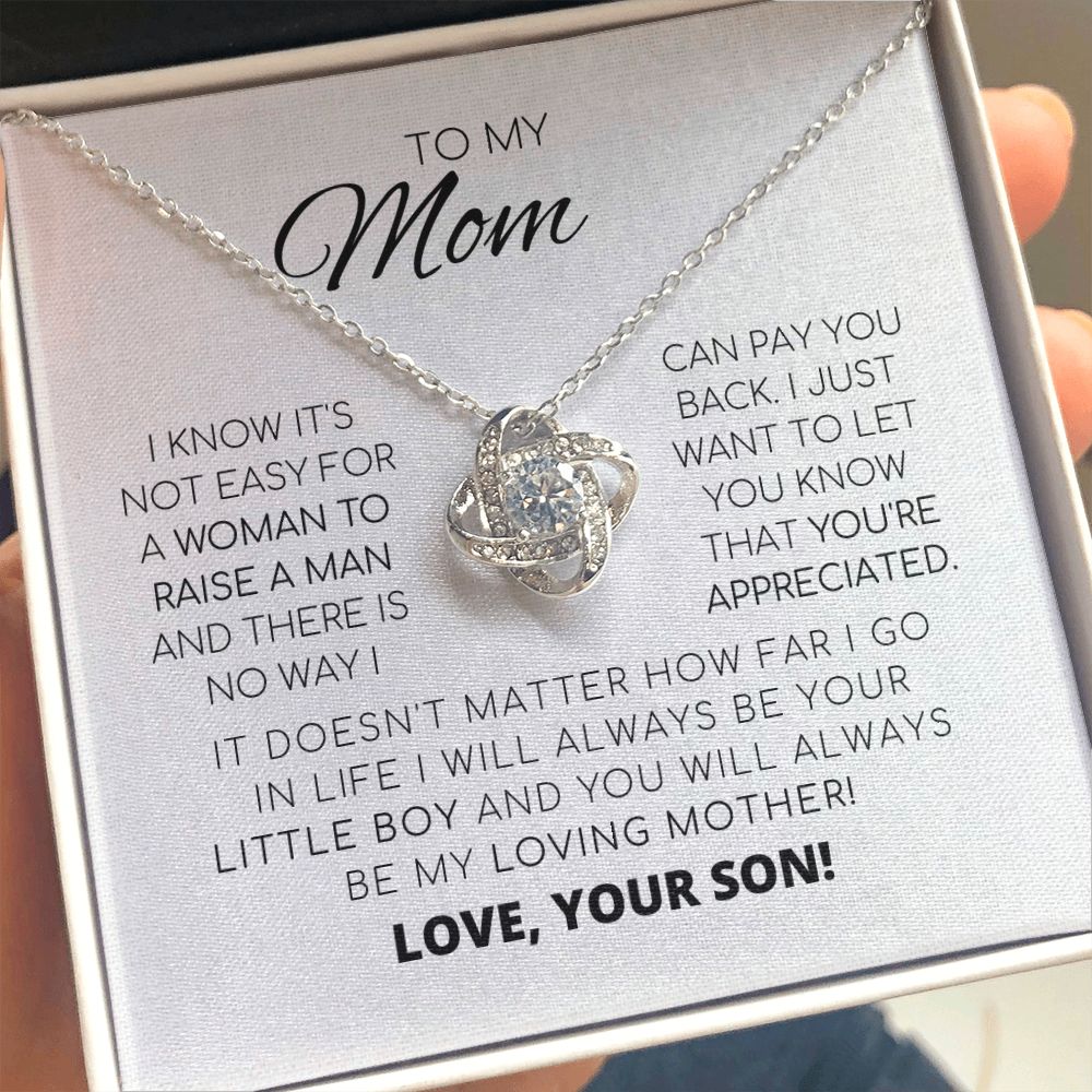 Para mi mamá: te aprecio. Collar con nudo de amor