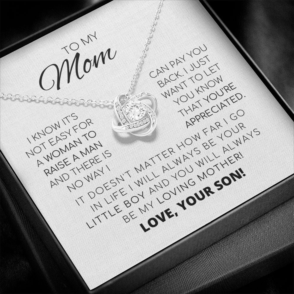 Para mi mamá: te aprecio. Collar con nudo de amor