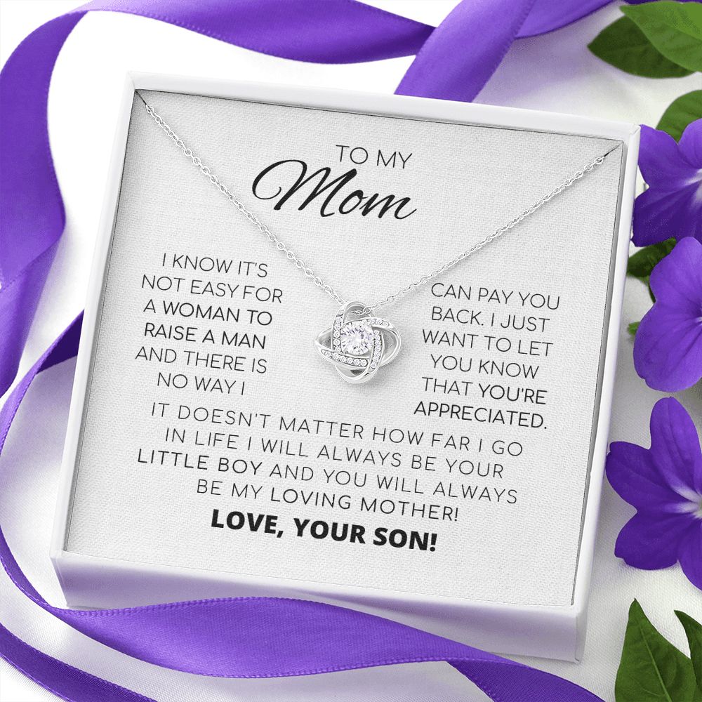 Para mi mamá: te aprecio. Collar con nudo de amor